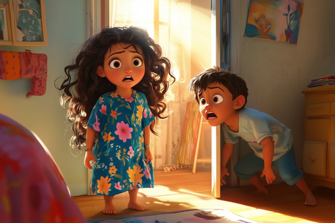 印度姐弟寻找东西在卧室