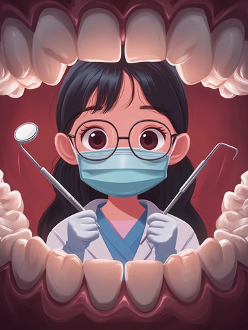 牙医口腔检查第一人称视角