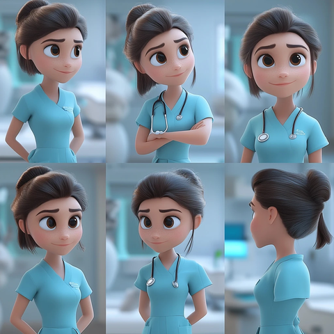 诊所内女医生检查患者耳朵