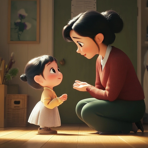 母亲跪问小女孩问题