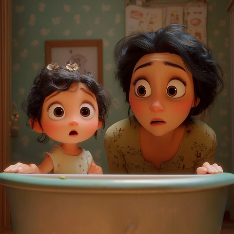 母女共坐马桶担忧