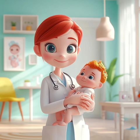 红发医生照顾家中小宝宝