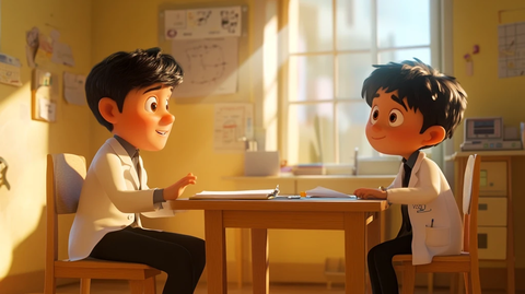 男孩与医生诊室对话