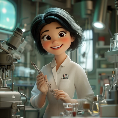 实验室仪器亚洲面孔微笑