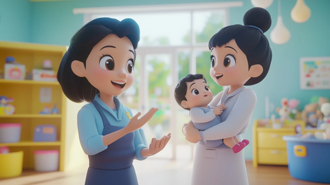 幼儿园教师与母亲交流