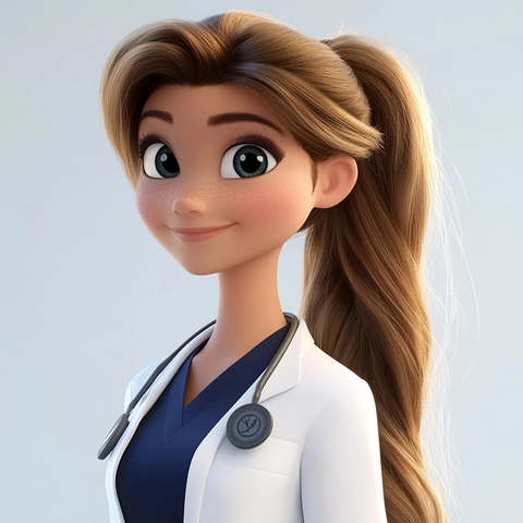 护士穿蓝色制服微笑