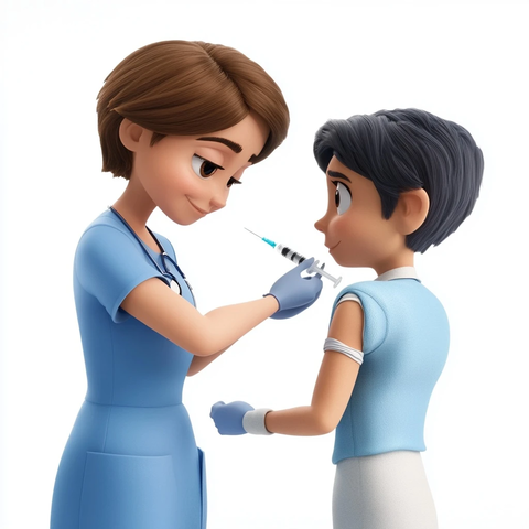 护士注射患者手臂