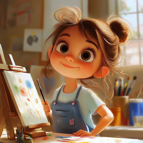 女孩生日绘画创作