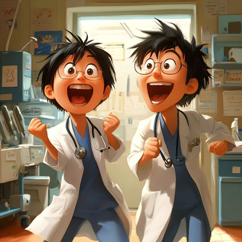 实习医生充满活力插画