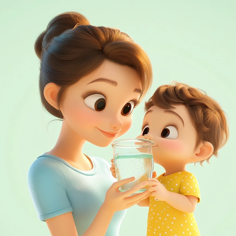 母亲喂宝宝喝水