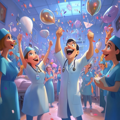 医生护士新年医院庆祝