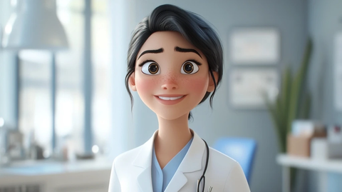 眼科医生调整试戴镜框