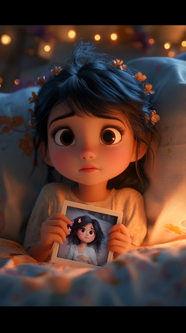 女孩床头照片思念爱人