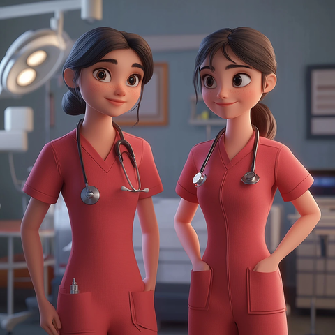 医疗工作者红色制服动画