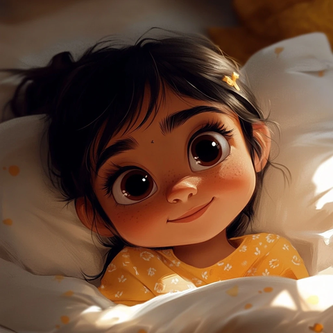 印度女孩床上醒来