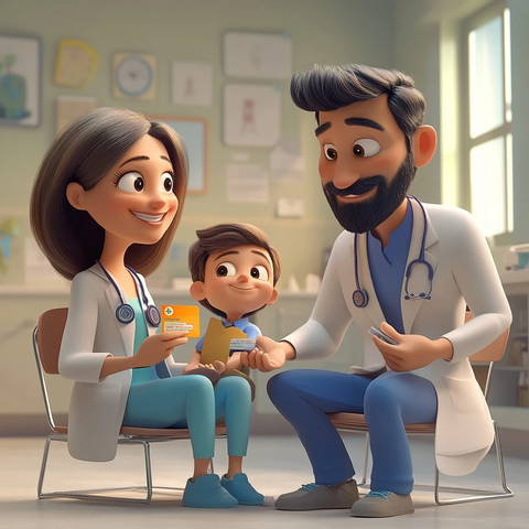 家庭诊所医生讨论健康保险