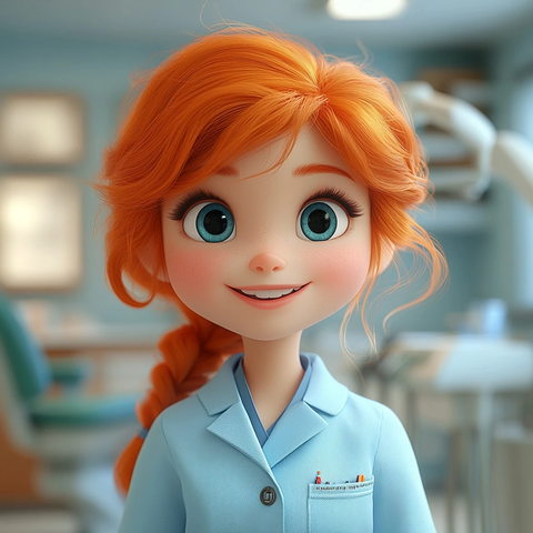 女牙医手持牙刷在诊所