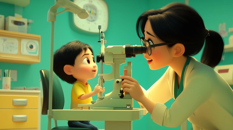 医生为儿童进行眼科检查