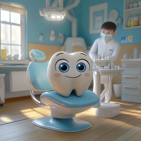 牙齿治疗与蓝色眼睛