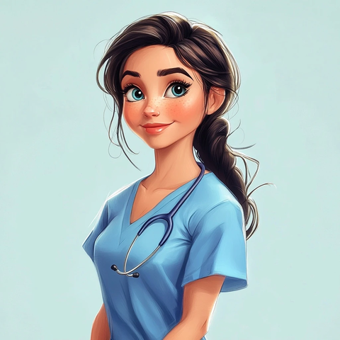 护士全身像卡通插画
