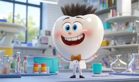 牙齿男孩实验室幽默插画