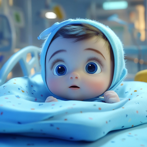 医院新生儿俯视图