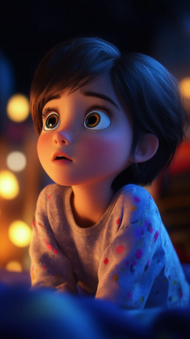 小女孩独坐房间迪士尼风格