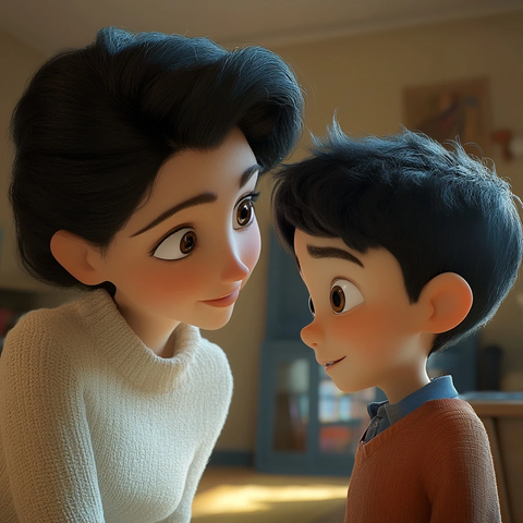 妈妈与儿子对话场景