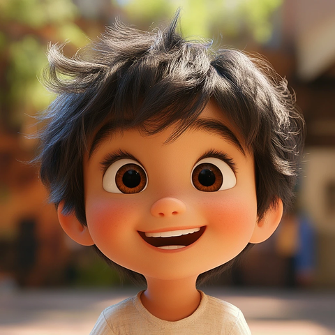 男孩微笑看着相机