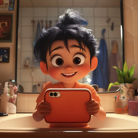 儿童自拍社交媒体录制