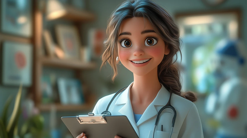 医生微笑握病历板医院环境