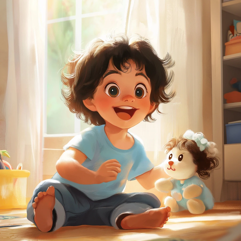 阳光下兄妹玩耍的温馨场景