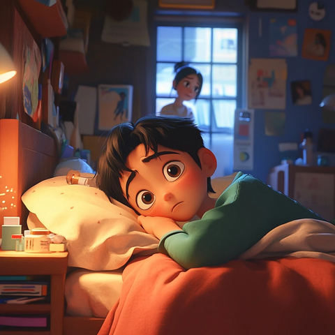 角色卧床担忧房间凌乱