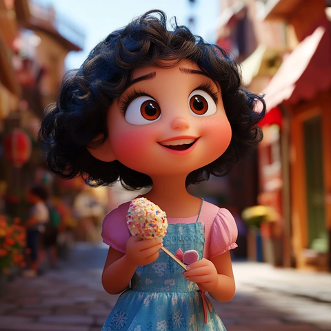 女孩接糖果全身像