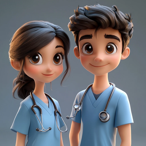 医生护士双人卡通形象