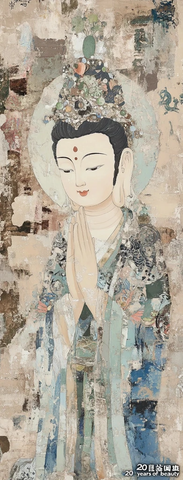 双手合十的菩萨壁画形象