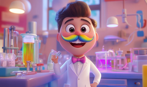 牙头男子实验室奇趣场景