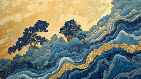 云海中挺立的树木景观