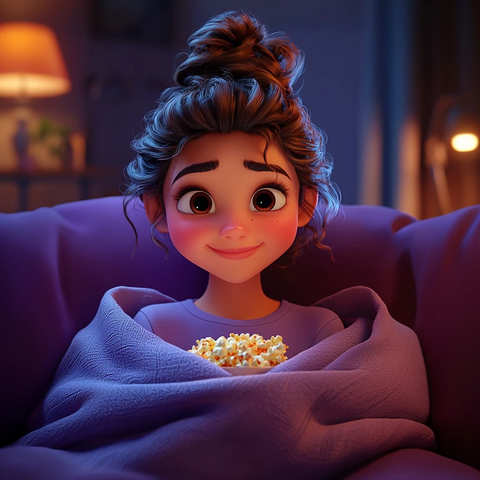 年轻女子沙发观影流泪