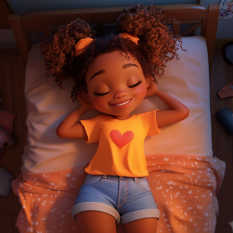 女孩床上微笑闭目休息