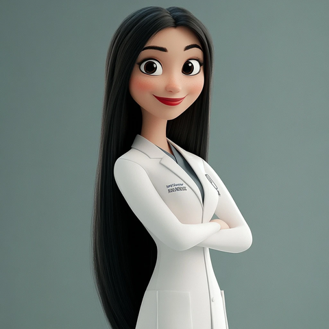 营养师微笑站立黑发白皮肤