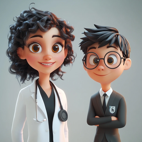 女医生与工程师病人插画