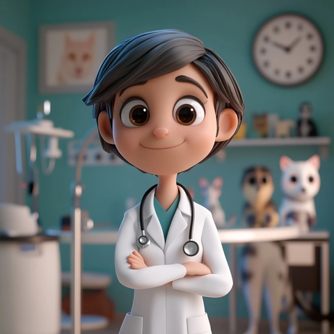 兽医诊所中的友好兽医