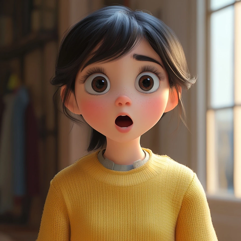 女孩惊讶表情迪士尼风格