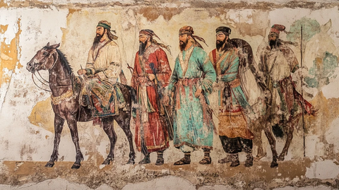 古代胡人骑马人物壁画