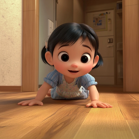 儿童爬行家中门角曲线安全