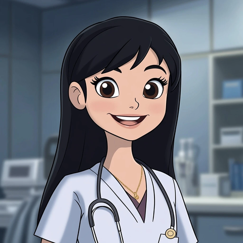 医疗服女孩微笑卡通形象