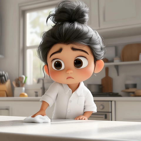 擦桌子的巴基斯坦幼儿