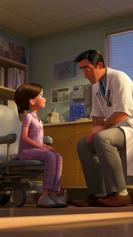 医生指导尼科和妈妈正确姿势