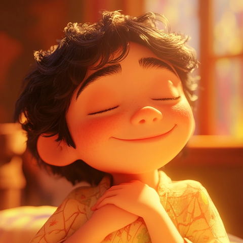 满意微笑轻抚肚腹